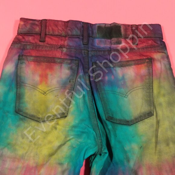 Vintage Levis Mod Flare Jeans Mens 30 Tie Dye Well Worn Scovill 80s - Picture 12 of 15
